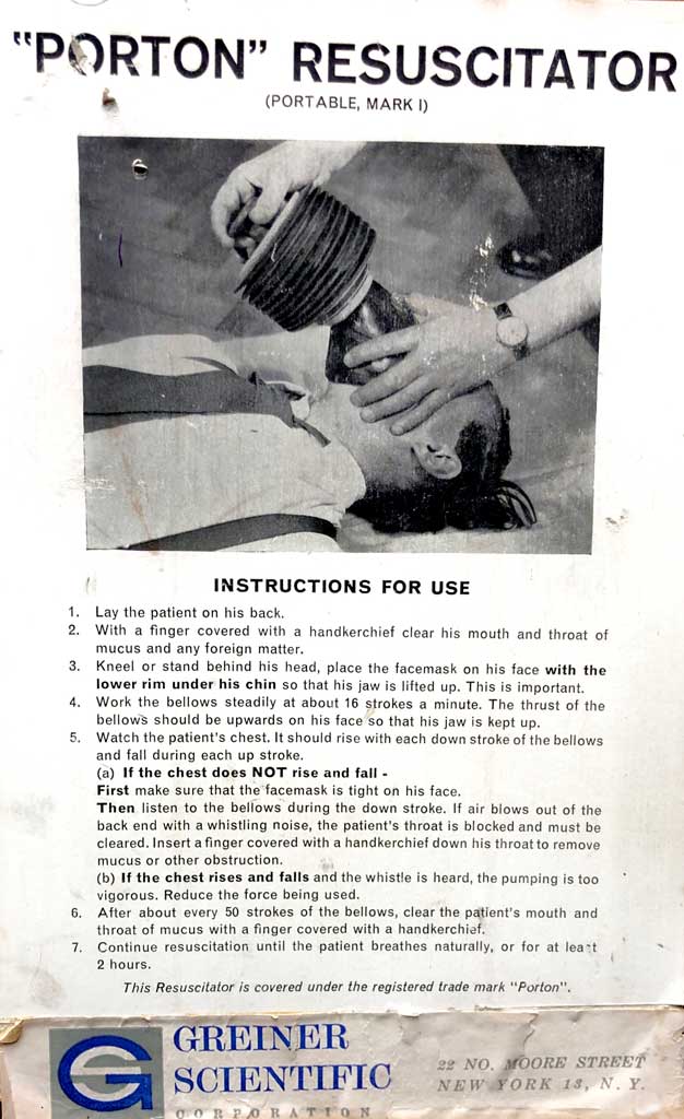 Porton Resuscitator Instructions