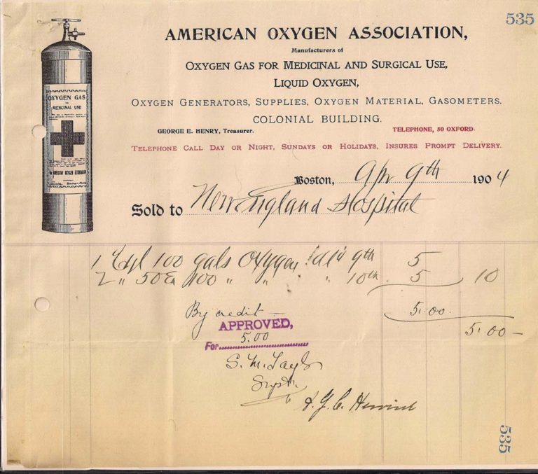 1904 Receipt for Oxygen
