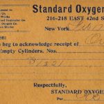 1909 Receipt for Empty Cylinder