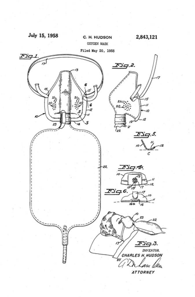 1958 Hudson's Oxygen Mask Patent