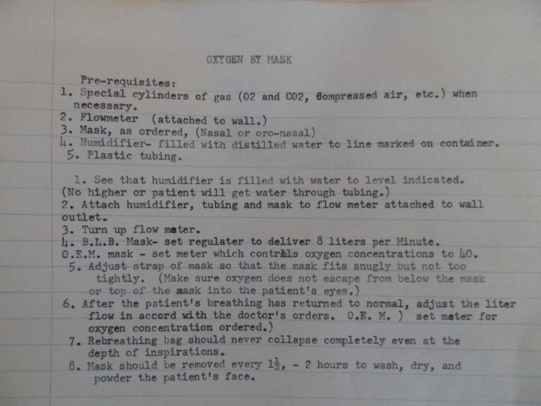 1959 Procedure for Oxygen by Bag and Mask